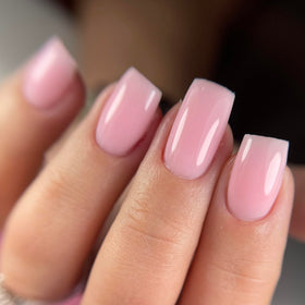 IN.HYPE camouflage gel highlighting a refined smile-line French manicure.