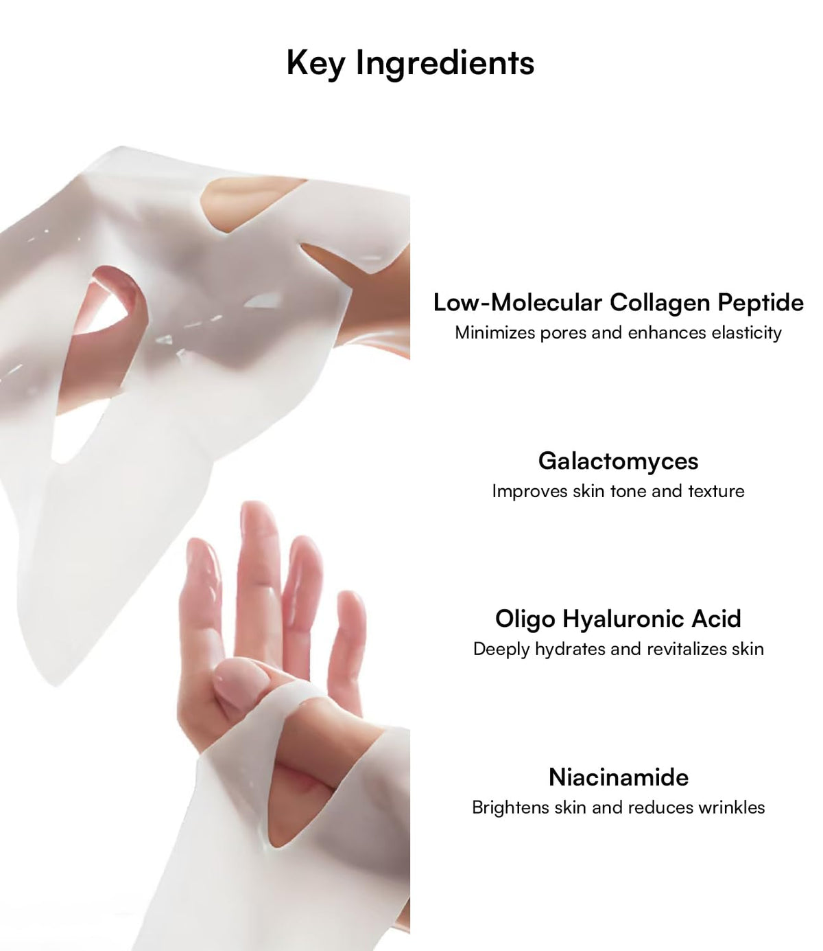 Applying INIA Bio-Collagen mask with smooth, cooling sensation