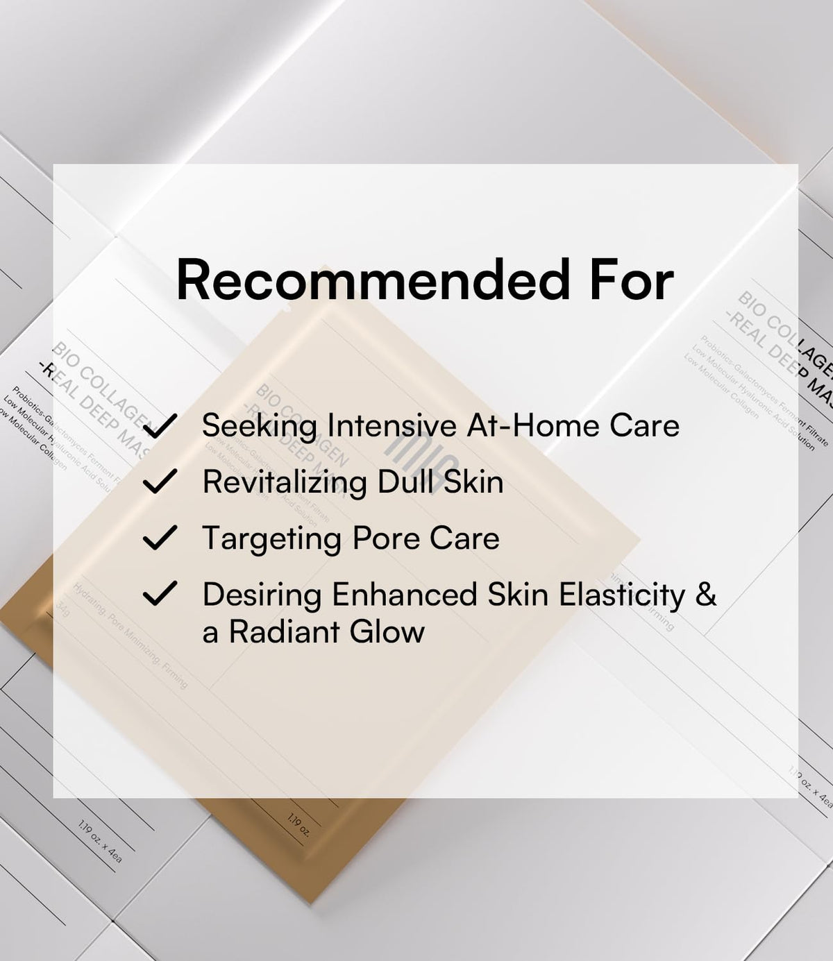 INIA Bio-Collagen mask ingredients with hyaluronic acid and collagen glow