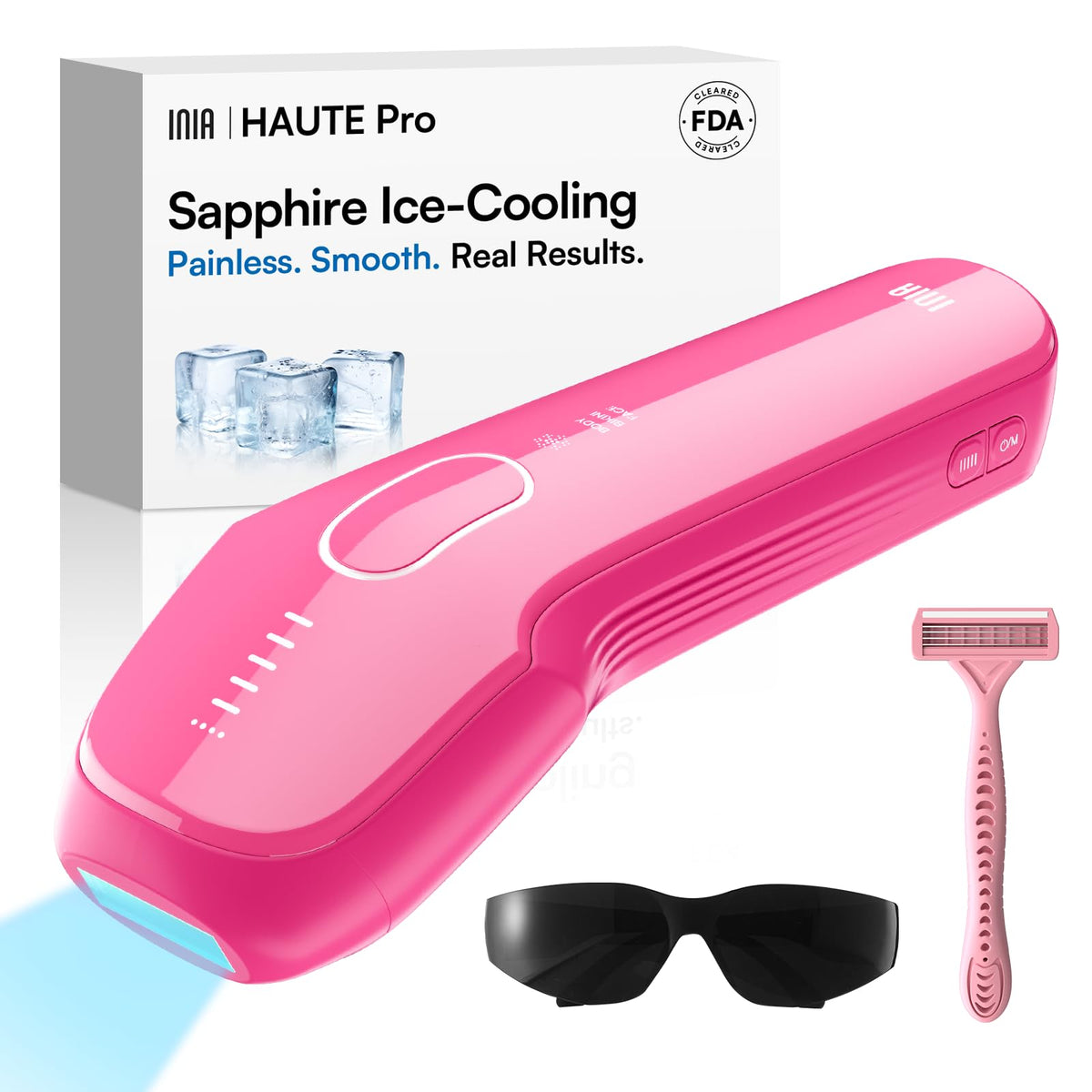INIA Haute Pro laser hair removal device for at-home use and smooth skin.