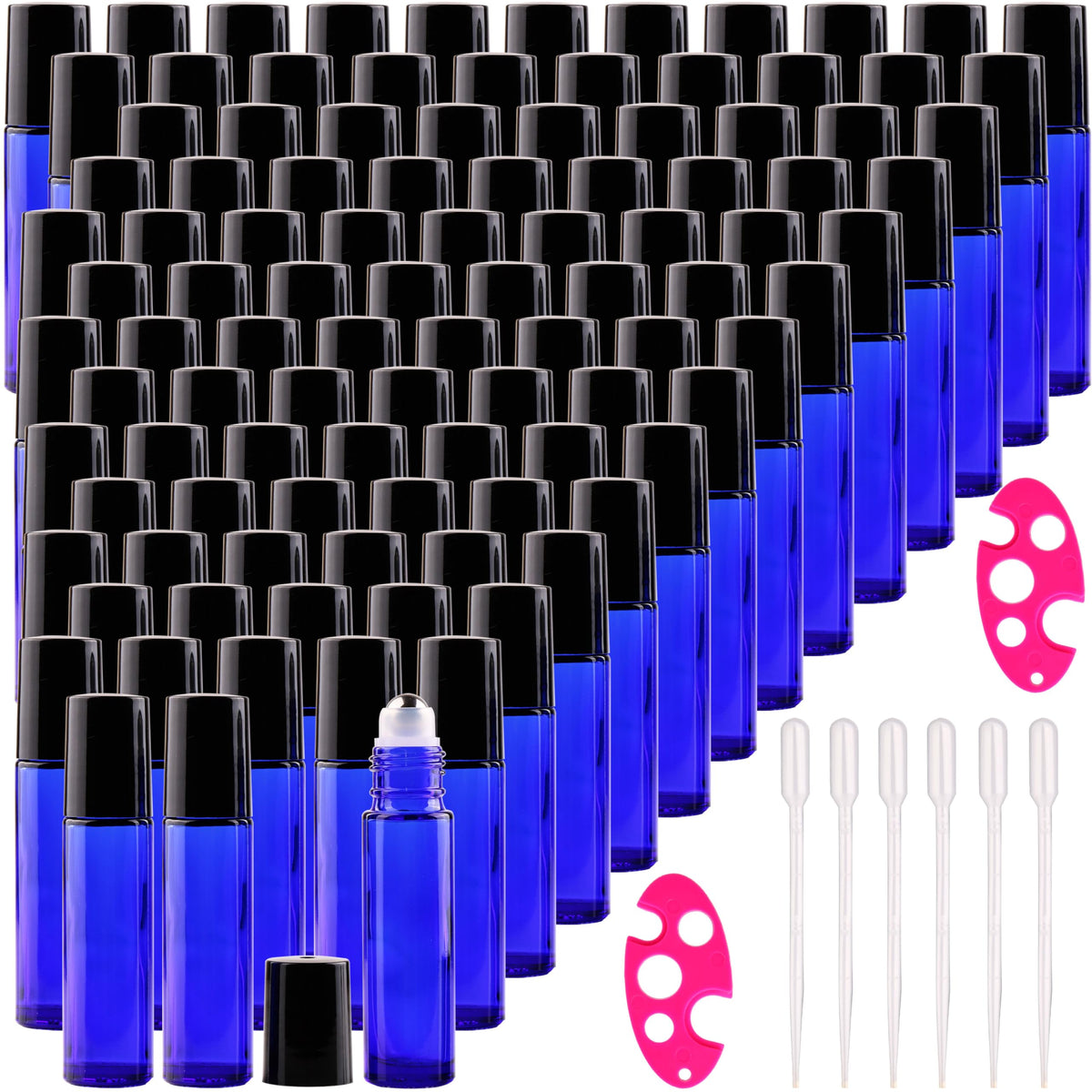 Inice 100 pack 10ml cobalt blue roller bottles with thick glass