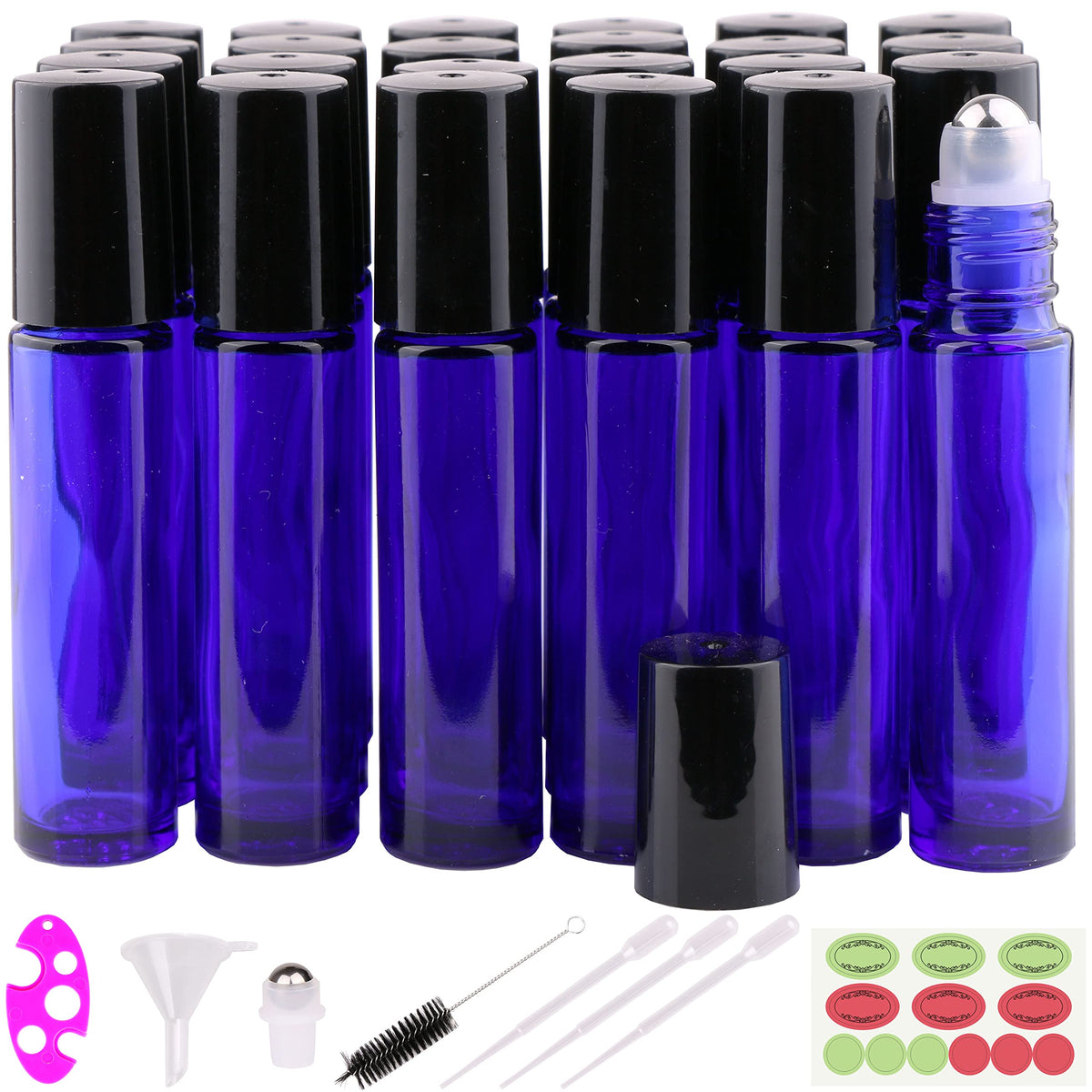 Inice 10ml roller bottle with cobalt blue glass protects essential oils from UV exposure during use.