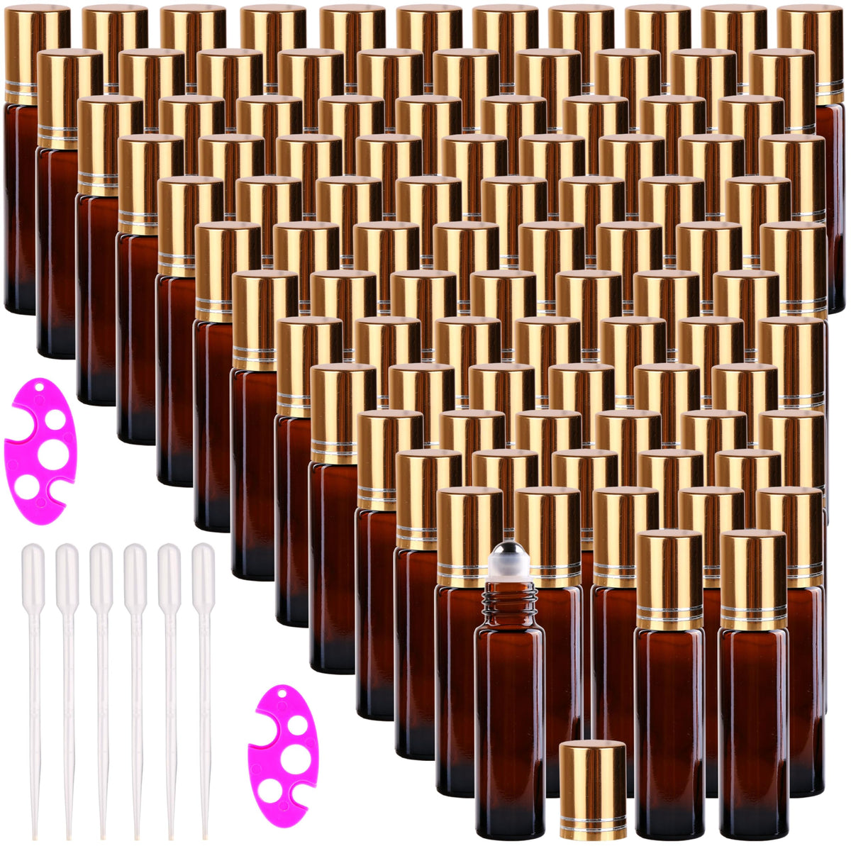 inice amber glass roller bottle 10ml close-up for on-the-go essential oil storage