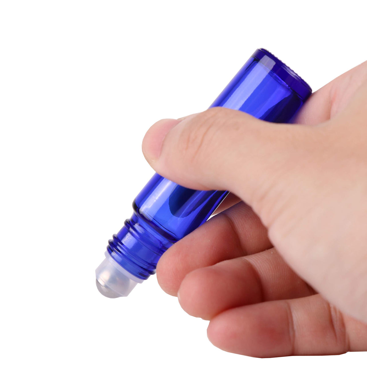 Inice cobalt blue glass shields contents from UV light to help preserve scent and quality.