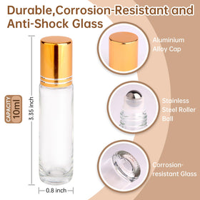 inice gold cap roller bottle closeup showing secure seal for travel