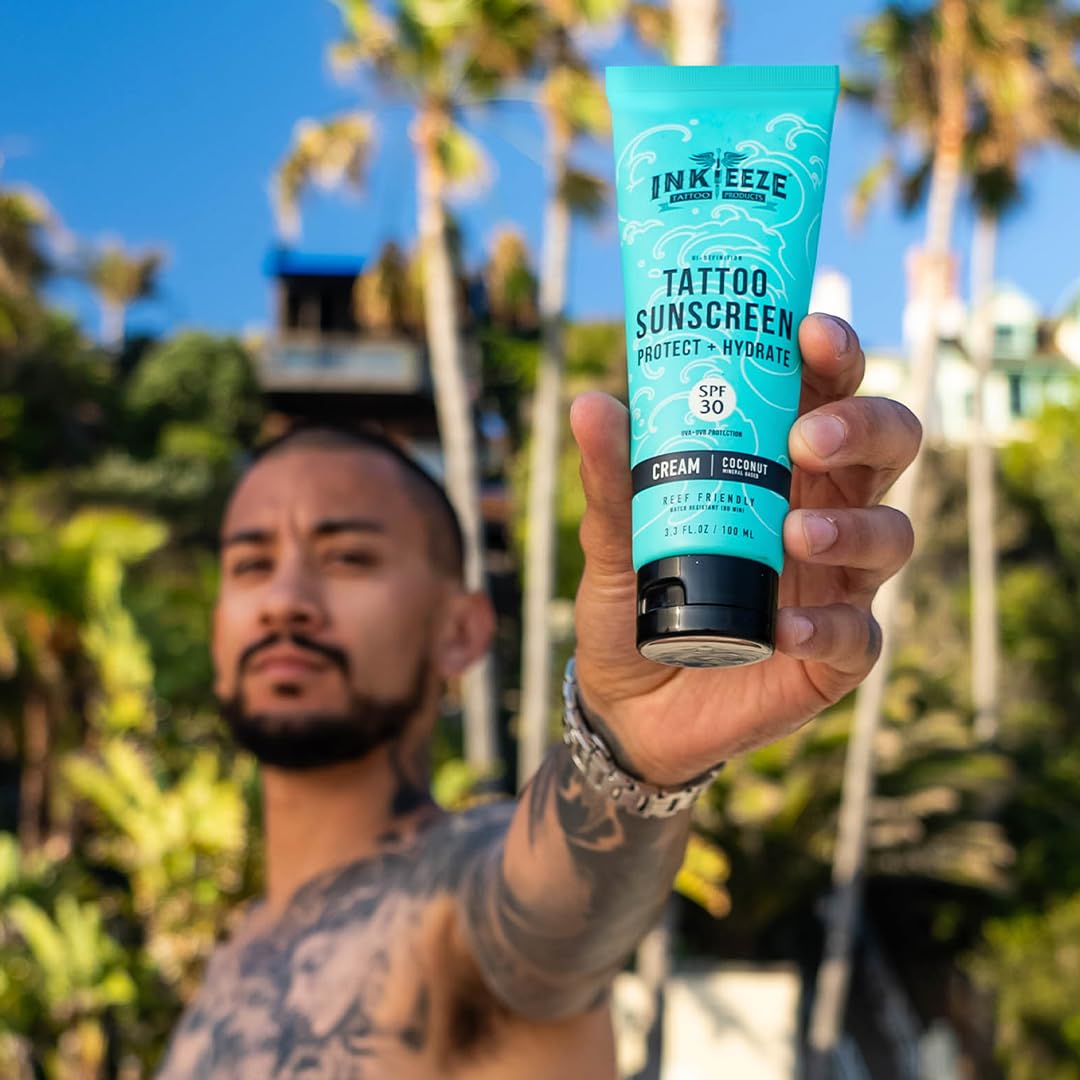 INK-EEZE application close-up demonstrates a clear, non-greasy rub on skin.