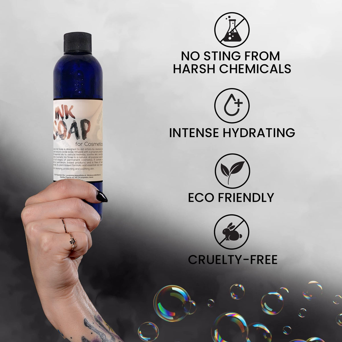 Ink Oil Tattoo Aftercare packaging highlights eco-friendly branding.