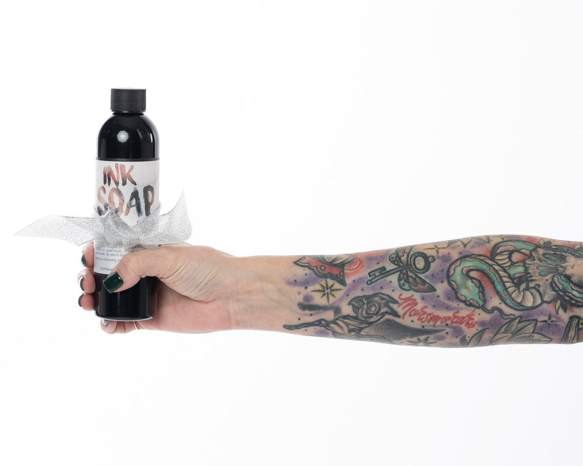 Ink Oil Tattoo Aftercare Soap texture supports moisture barrier.