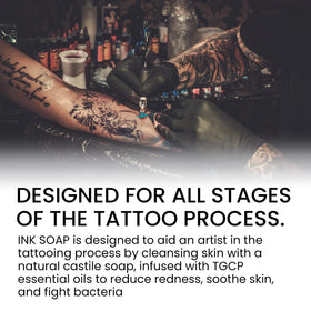 Ink Oil Tattoo Aftercare Salve jar shows easy application for recovery.