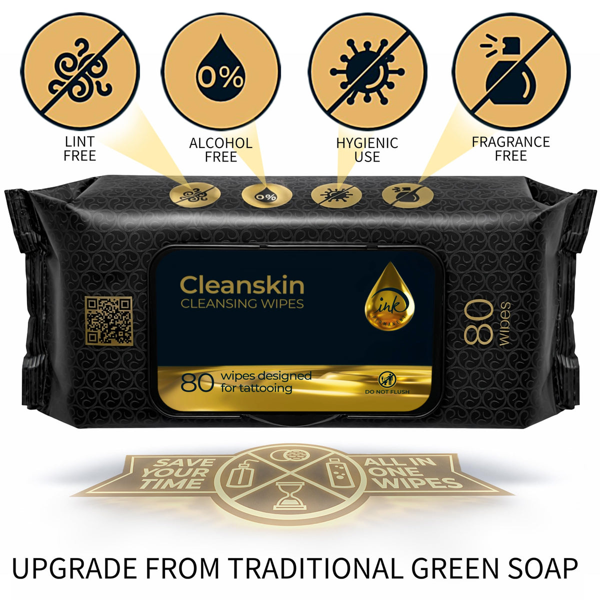 Close-up of CleanSkin wipe showing pre-mixed formula for procedure prep.