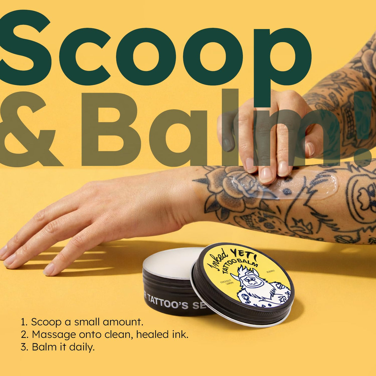 Tattoo image showing brighter appearance after use with Inked Yeti