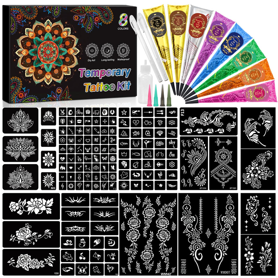 InkForge 8-color tattoo cones kit for vibrant temporary body art