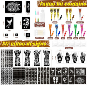 InkForge stencil sheets showing 217 designs for DIY body art