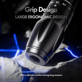 INKin tattoo machine showing low vibration for steady strokes and reduced fatigue.