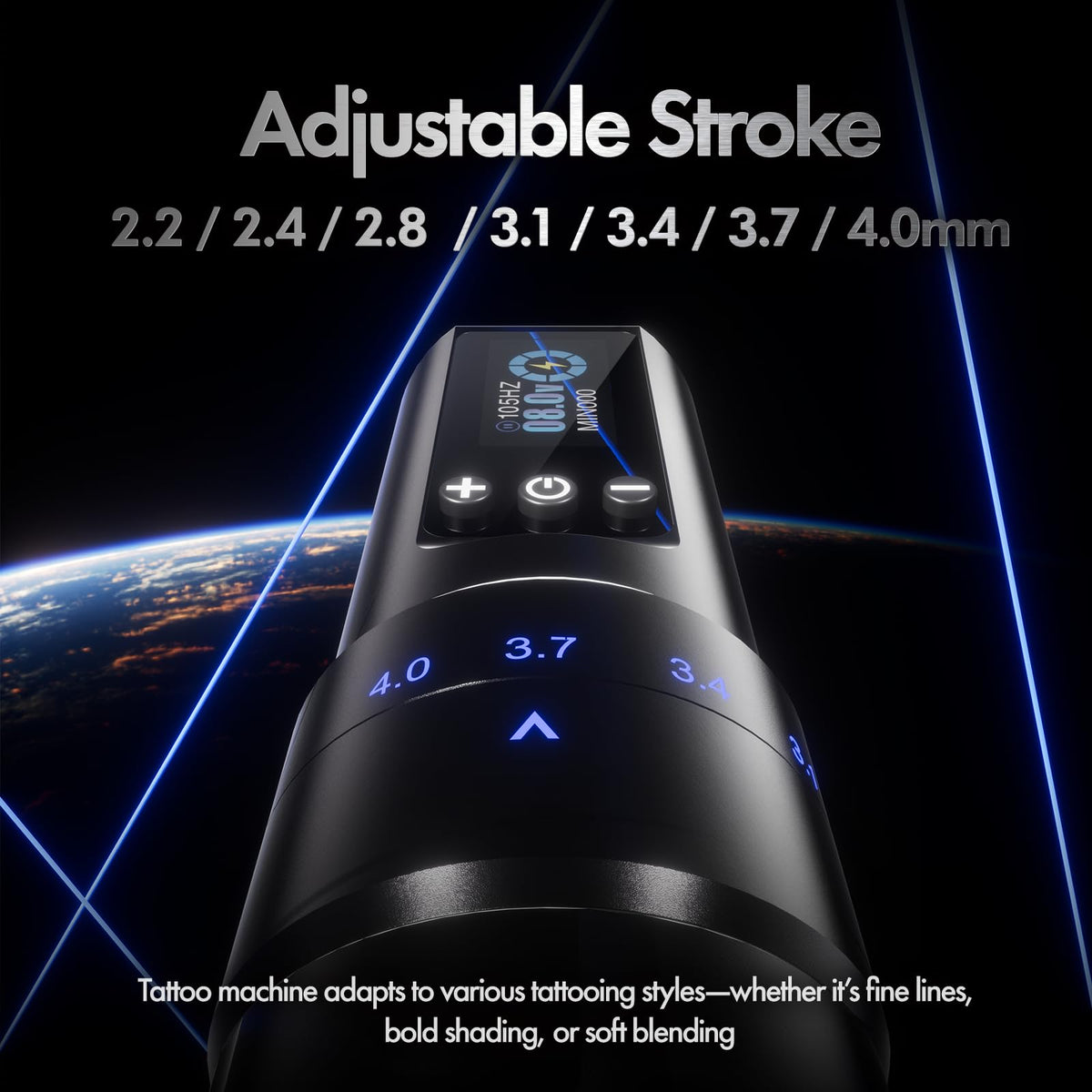 INKin tattoo pen featuring a 9500rpm motor for smooth lines and consistent shading.
