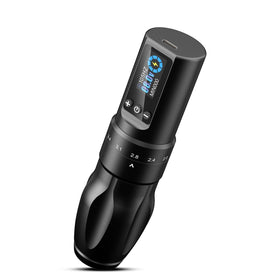 INKin wireless tattoo machine with 7 stroke lengths for precise control during lining and shading.