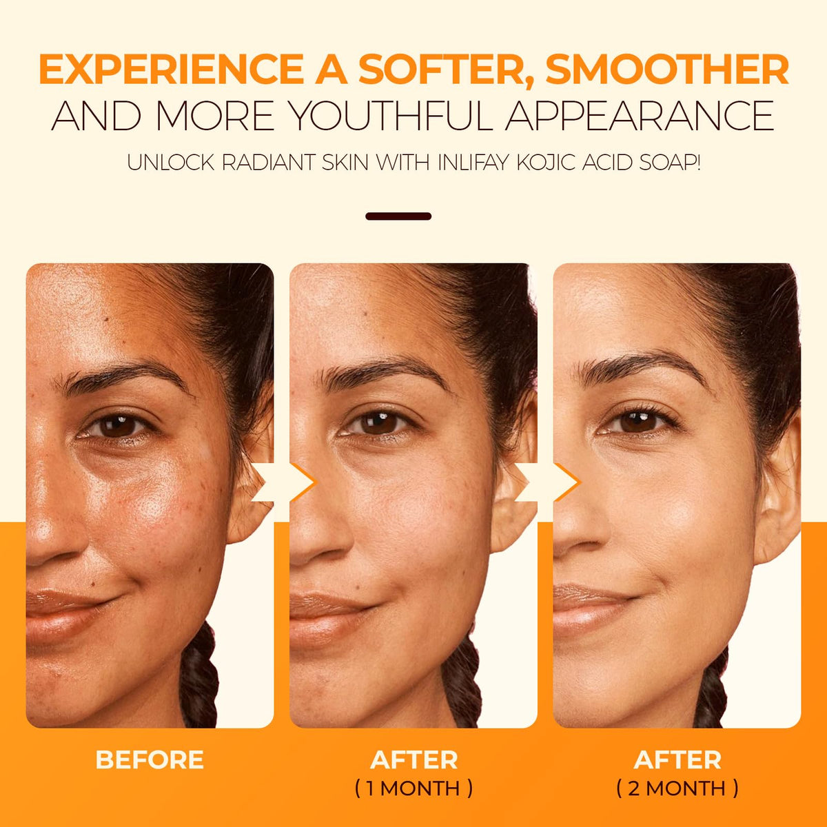 Close-up of kojic acid formula in Inlifay turmeric soap for gentle brightening.