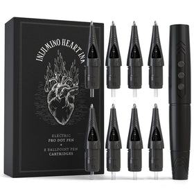 Inlumino Heart Ink tattoo practice pen with magnetic case for clean storage.