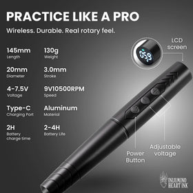Inlumino Heart Ink wireless rotary pen ideal for dotwork and stippling.