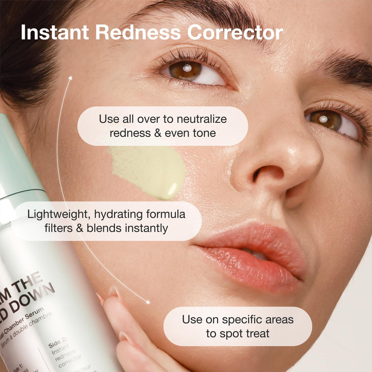 Innbeauty Project Calm the Red Down side two label close-up emphasizing instant redness correction