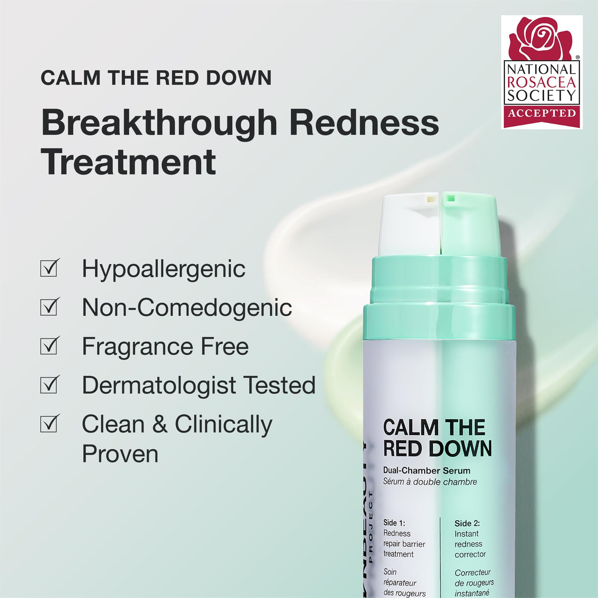 Innbeauty Project Calm the Red Down swatch application showing hydration and even tone