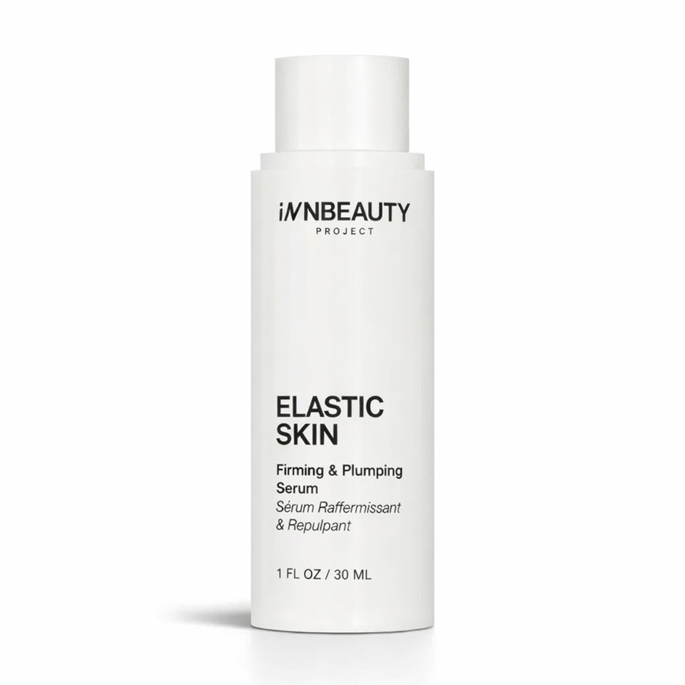 Innbeauty Project Elastic Skin serum bottle showing firming action and luxe texture.