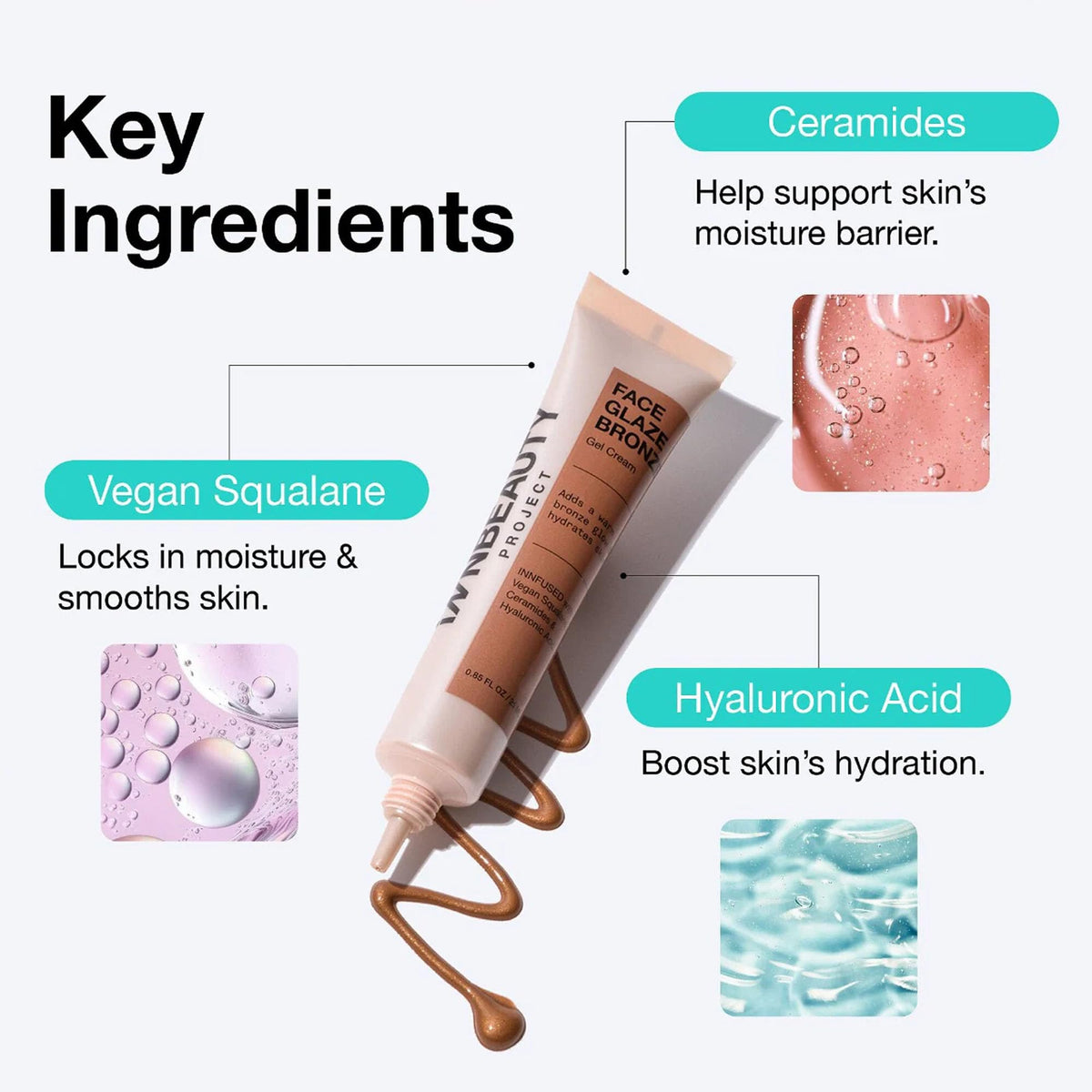 Innbeauty Project Face Glaze bottle with pump highlights ceramides and hyaluronic acid.
