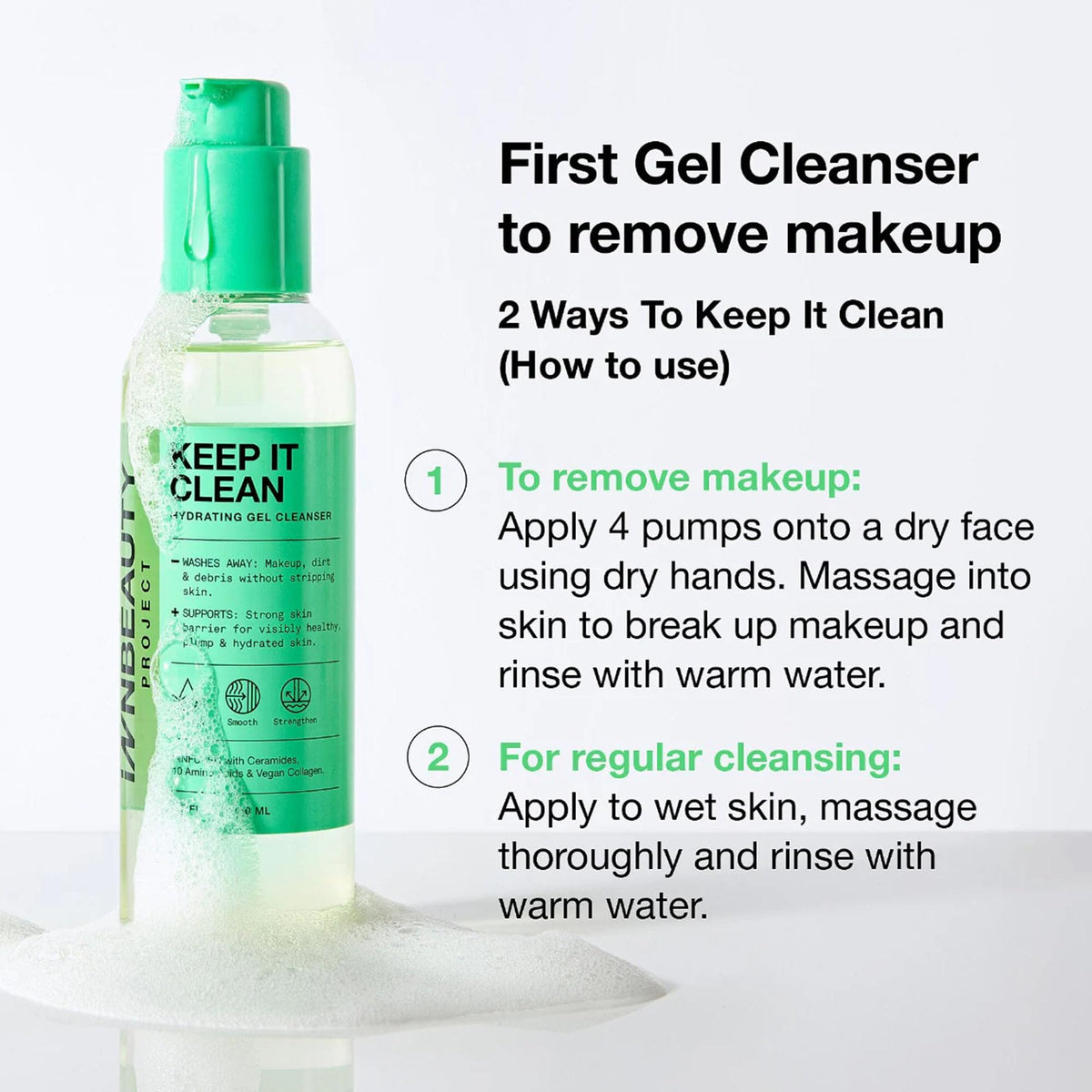Innbeauty Project Keep It Clean gel-formula close-up highlighting hydrating ceramides
