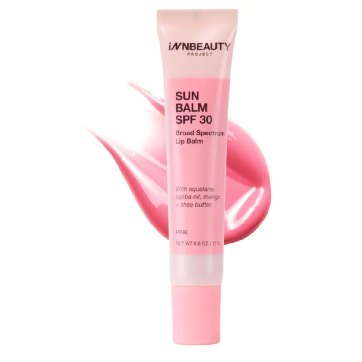 Innbeauty Project Sun Balm pink tube with mineral SPF 30 lip care.