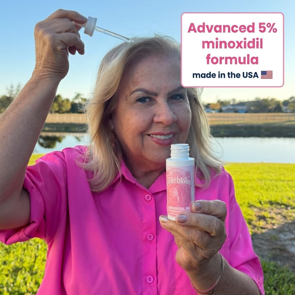 Innerbloom dropper applying minoxidil for women.