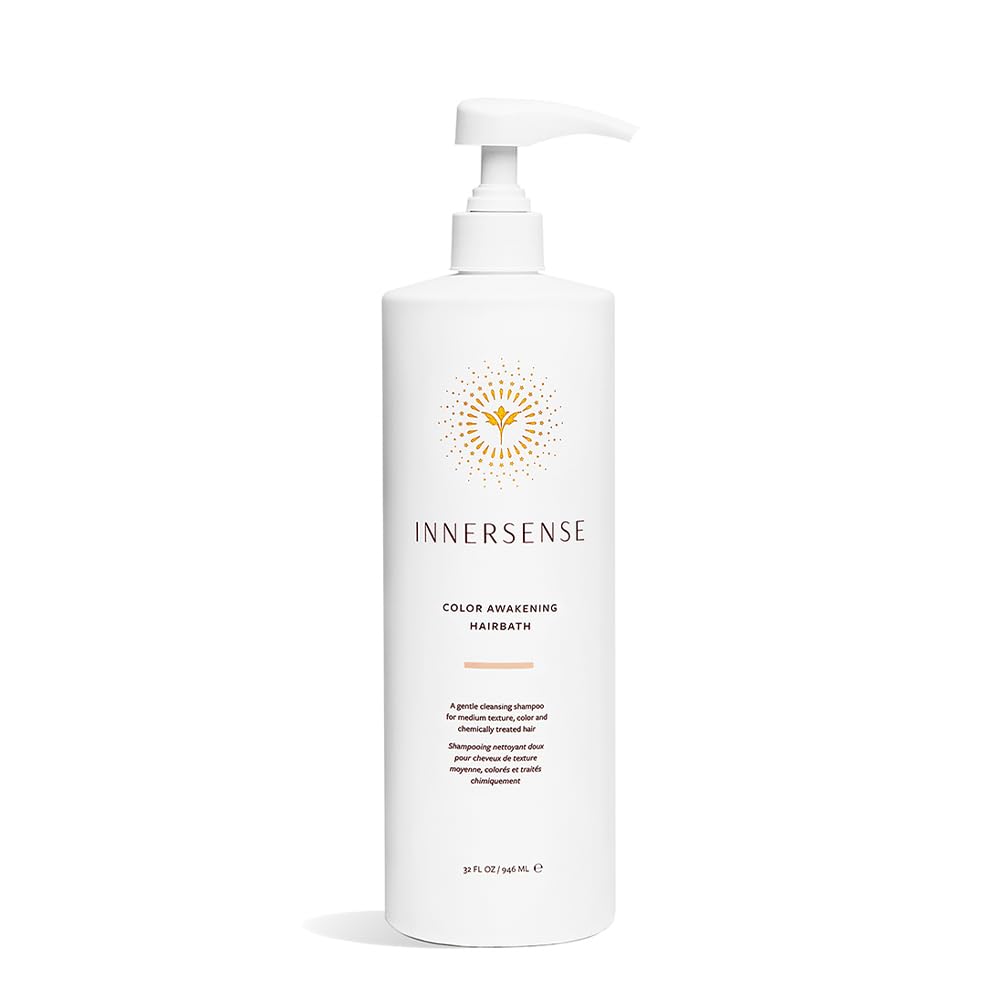 INNERSENSE Color Awakening Hairbath bottle demonstrates color-safe cleansing for treated hair.
