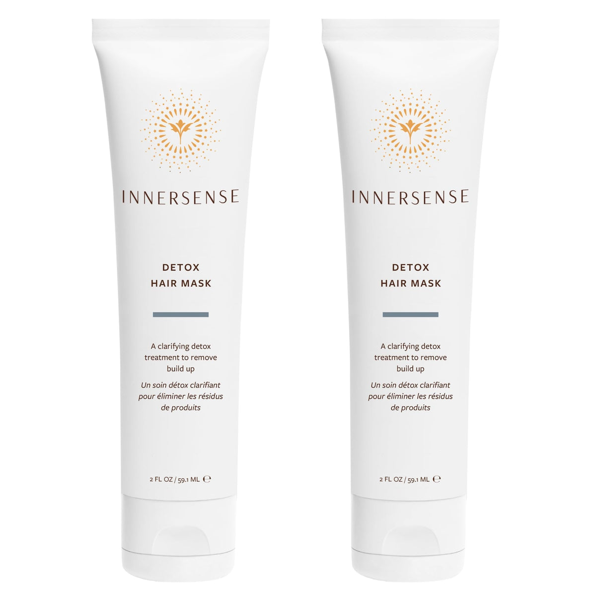 INNERSENSE Detox Hair Mask 2-pack front view demonstrates a clarifying treatment for buildup