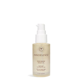 INNERSENSE Hair Renew Scalp Oil bottle on shelf, promoting a nourished scalp and healthy roots.