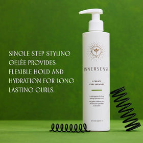 INNERSENSE I Create Curl Memory Gel refill bottle shows flexible hold for curls.