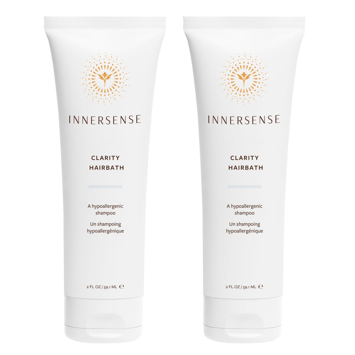 INNERSENSE Natural Clarity Hairbath bottle, fragrance-free gentle cleanse for sensitive scalps.