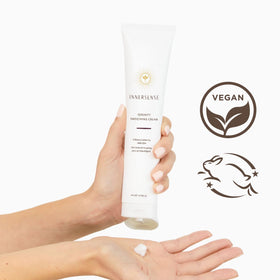 INNERSENSE smoothing hair cream on hair producing a glossy finish