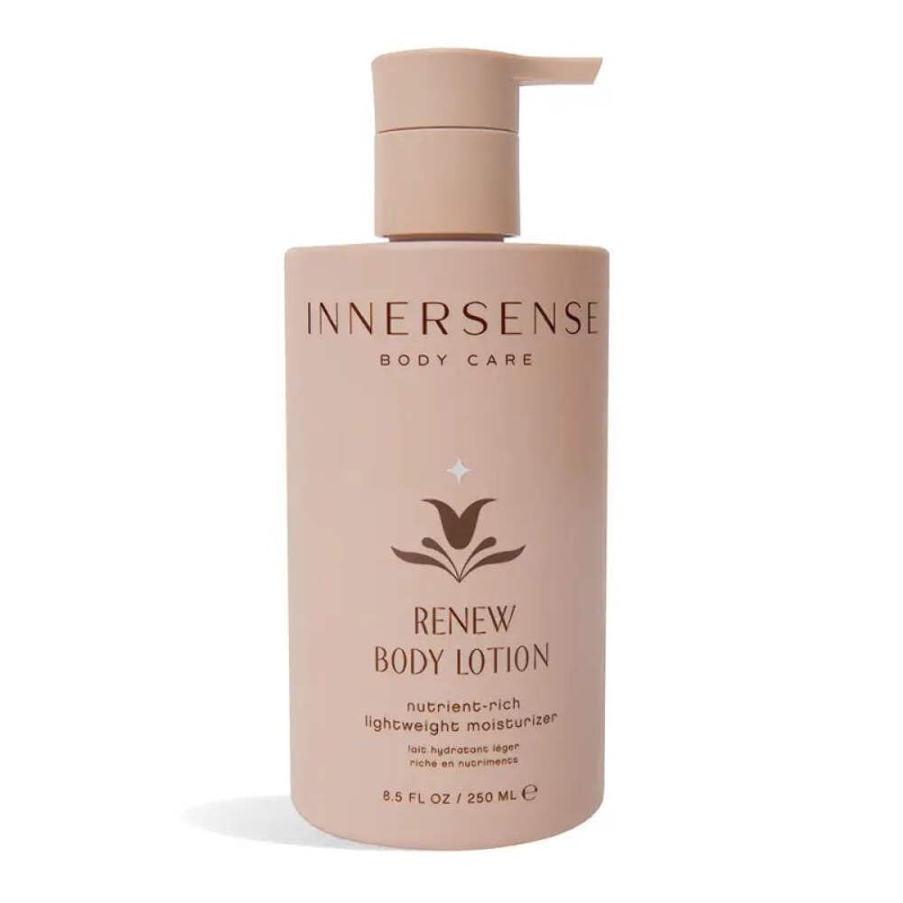 INNERSENSE Renew Body Lotion bottle front showing lightweight hydration for daily skin comfort