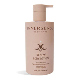 INNERSENSE Renew Body Lotion bottle front showing lightweight hydration for daily skin comfort