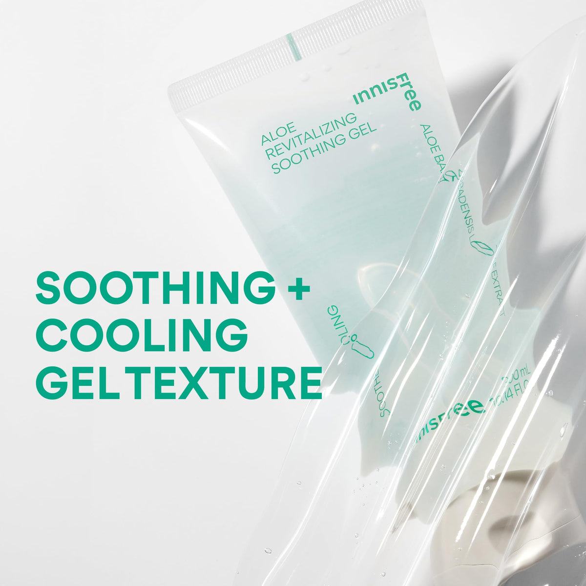 Innisfree Aloe Vitalizing Gel applied to the arm to soothe dry skin.