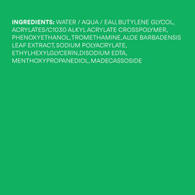 Ingredient label close view of Innisfree Aloe Vitalizing Gel packaging.