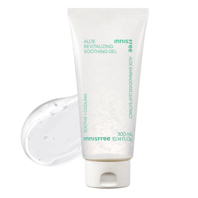 Innisfree Aloe Vitalizing Gel jar closeup for cooling hydration after sun exposure.