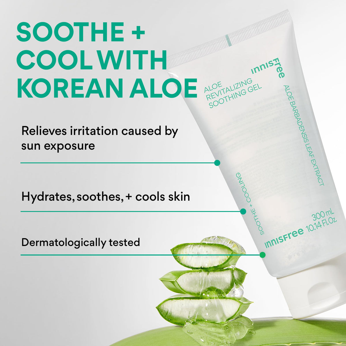 Texture swatch of Innisfree Aloe Vitalizing Gel showing lightweight absorption.