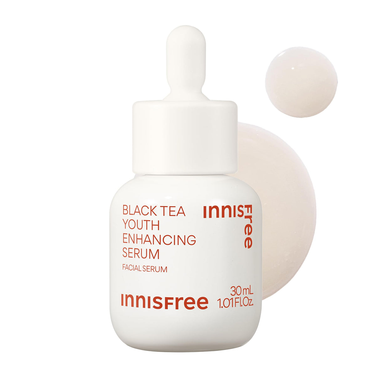 Innisfree Black Tea Youth Serum bottle front view for radiant hydration.