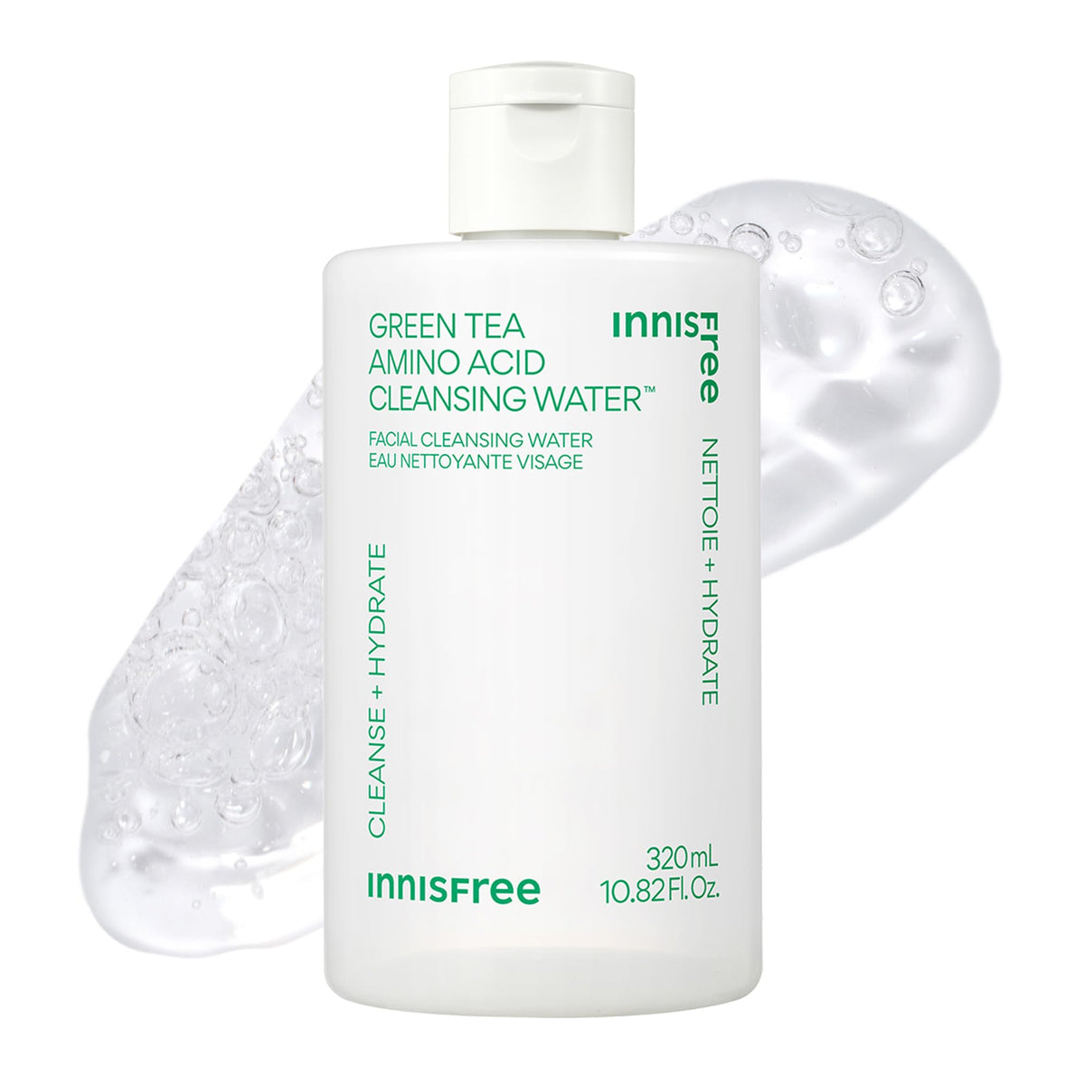 Innisfree Green Tea Amino Acid Cleansing Water pump dispense for easy makeup removal