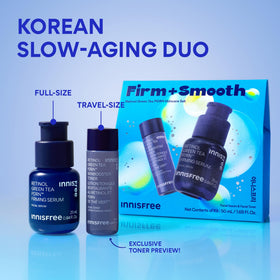Innisfree Green Tea PDRN Serum bottle offers instant firmness and smoother texture.