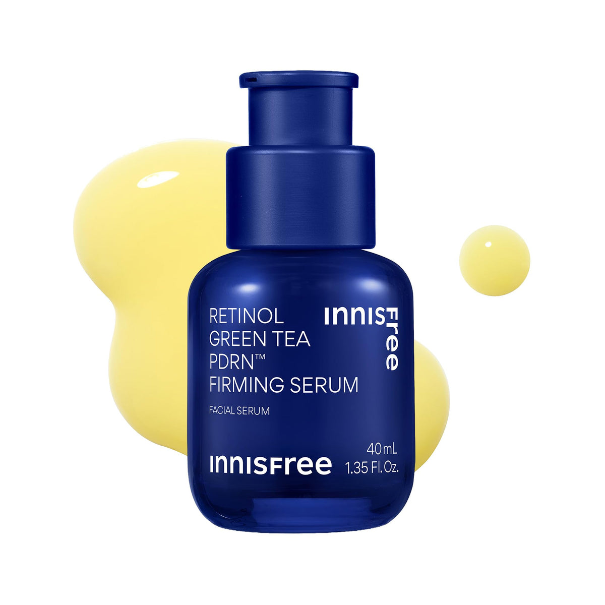 Innisfree Green Tea Retinol Serum bottle with pump for easy daily use.