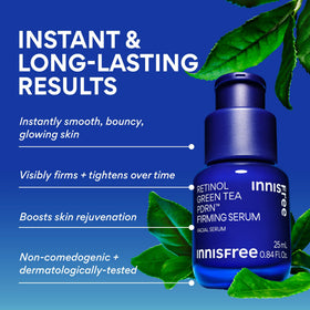 Innisfree Green Tea Retinol Serum texture swirl shows smooth spread.