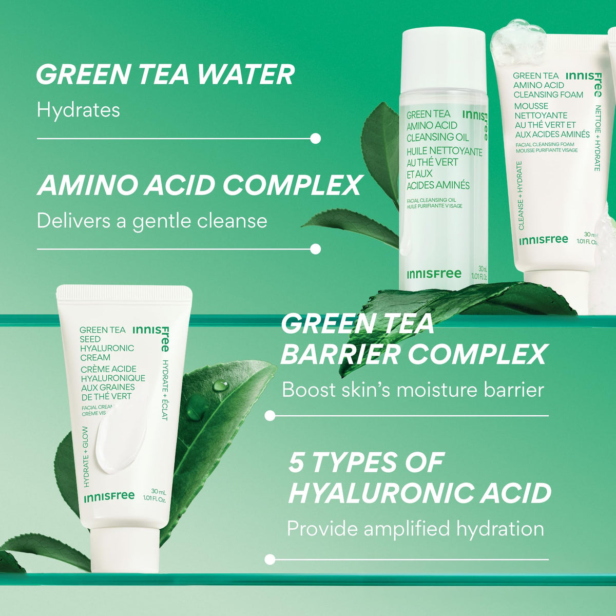 innisfree green tea seed cream texture highlighting lasting hydration
