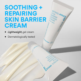 Innisfree Retinol Cica Barrier Cream texture swirl highlights the lightweight, water-based formula.