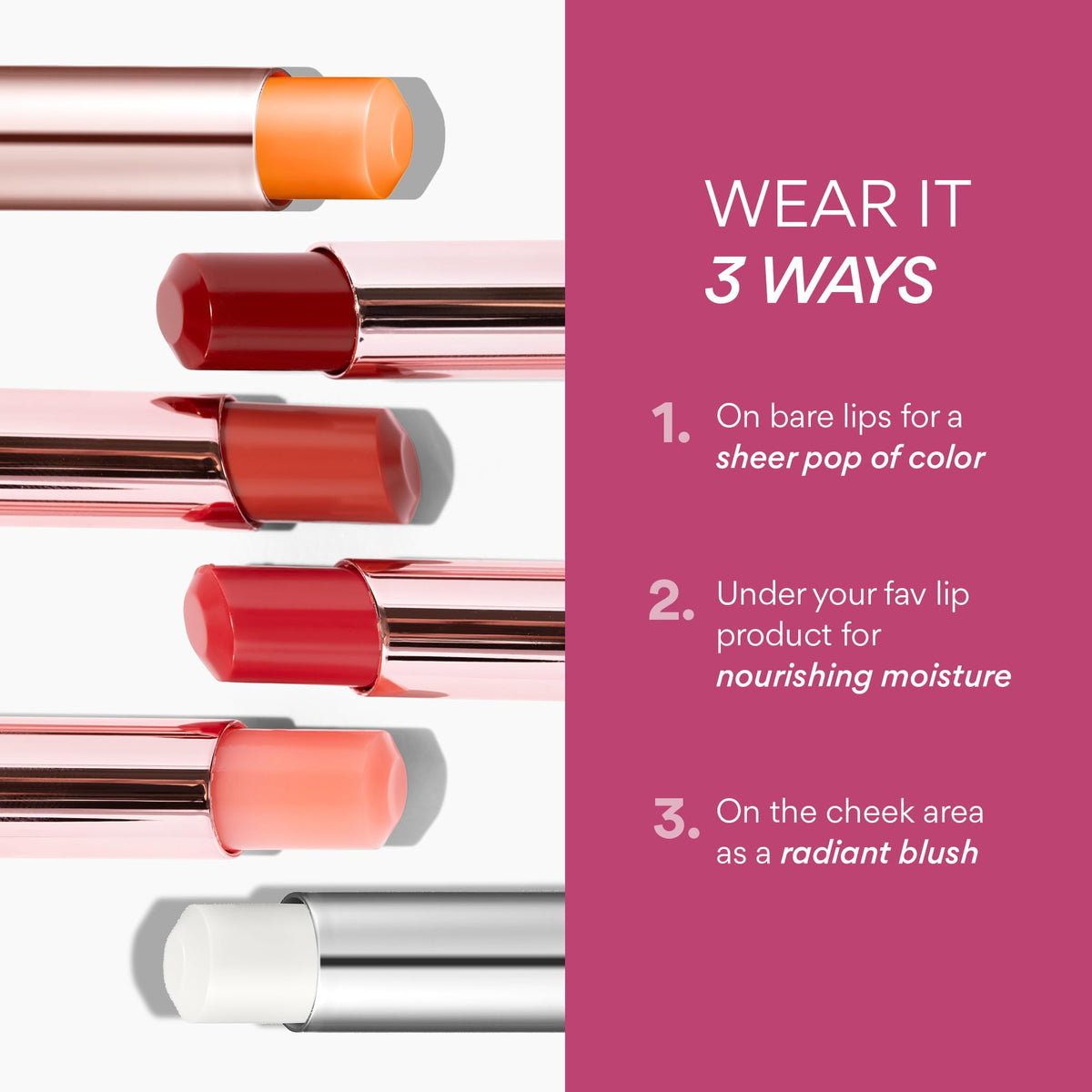 Innisfree close-up of smooth application of the lip balm trio